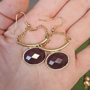 Elegant Gold and Purple Dangle Earrings